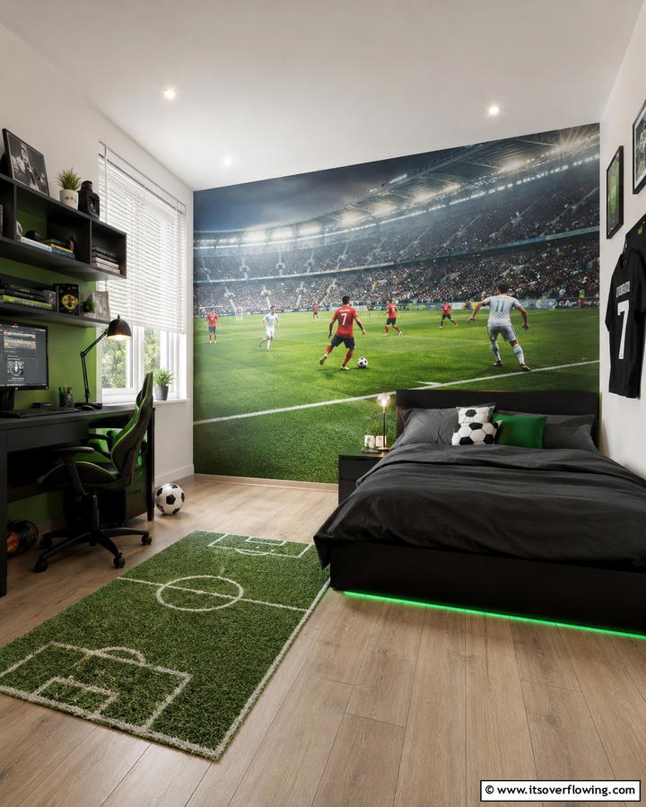 Soccer Match Wallpaper - 30 Sporty Soccer Bedroom Ideas for Young Athletes