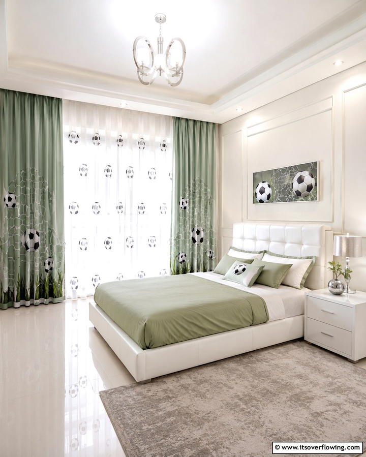 Soccer Themed Window Curtains - 30 Sporty Soccer Bedroom Ideas for Young Athletes
