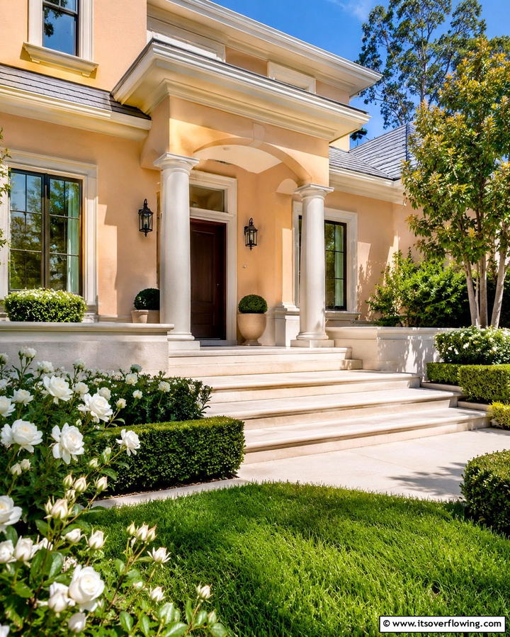 Soft Apricot for a Subtle and Elegant Touch - 25 Orange House Exterior Ideas for a Bold Look
