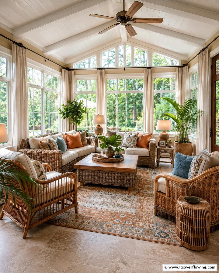 Soft Beige Comfort - 20 Sunroom Color Ideas to Brighten Your Space