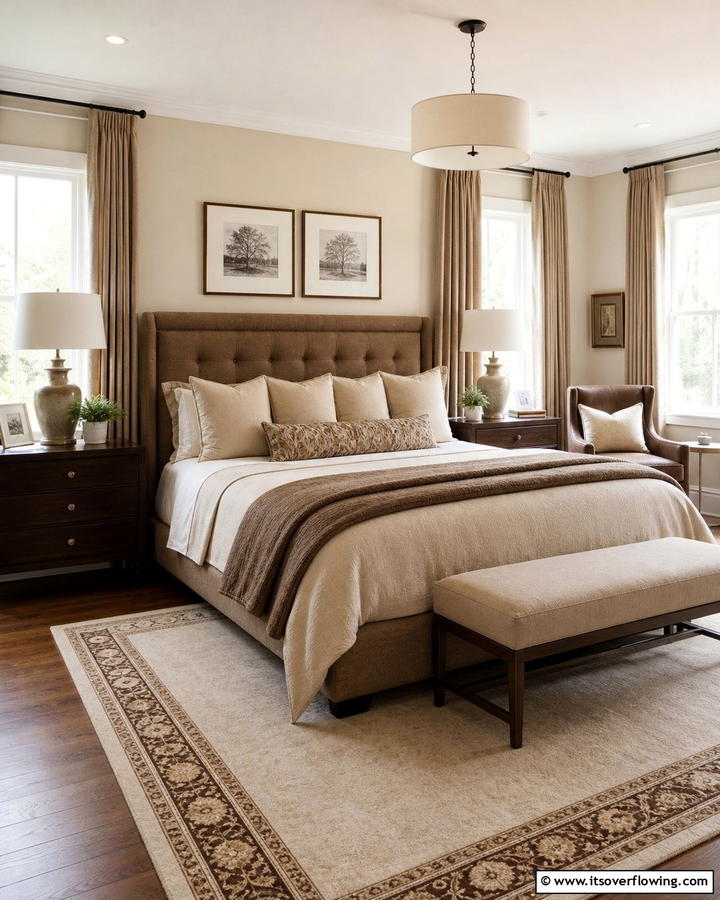 Soft Beige and Brown Pairings - 25 Brown Bedroom Ideas for a Warm and Cozy Atmosphere