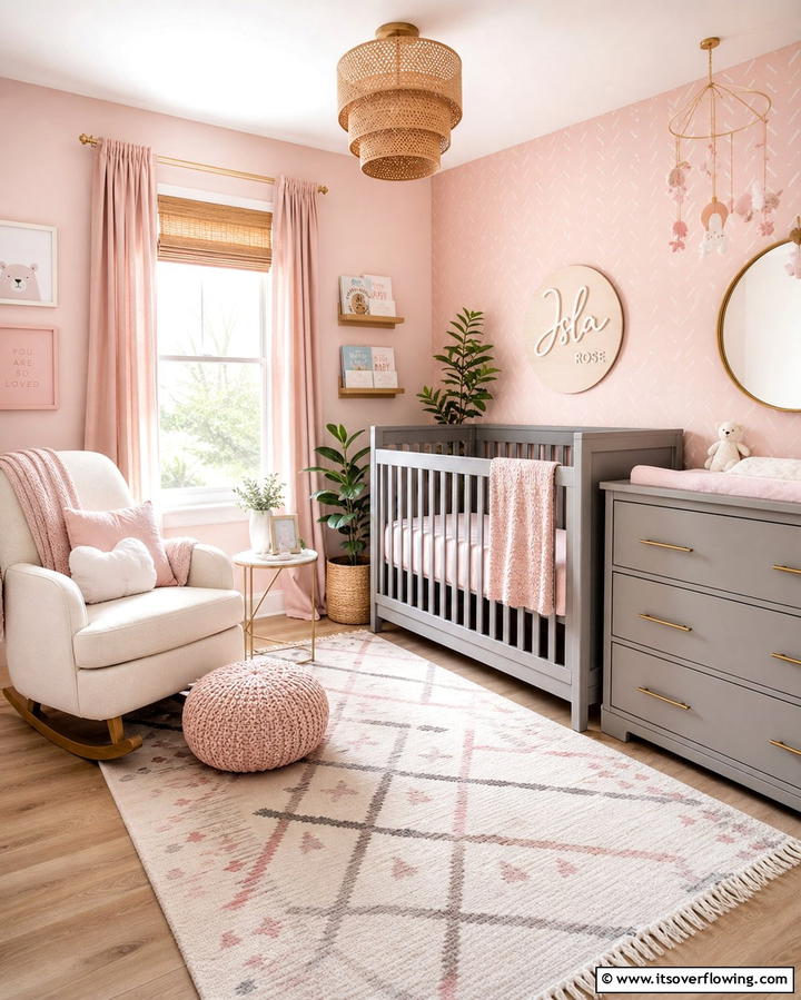 Soft Blush Pink Nursery - 25 Monochromatic Color Schemes for Rooms