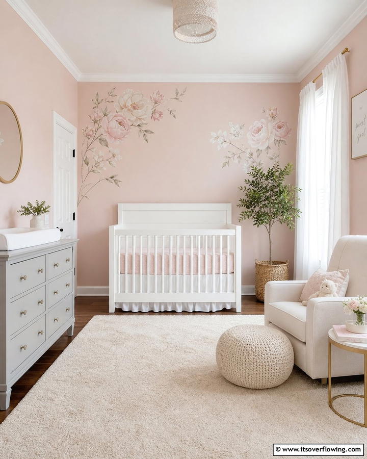 Soft Blush Walls - 20 Adorable Pink Nursery Ideas for Your Baby’s Room