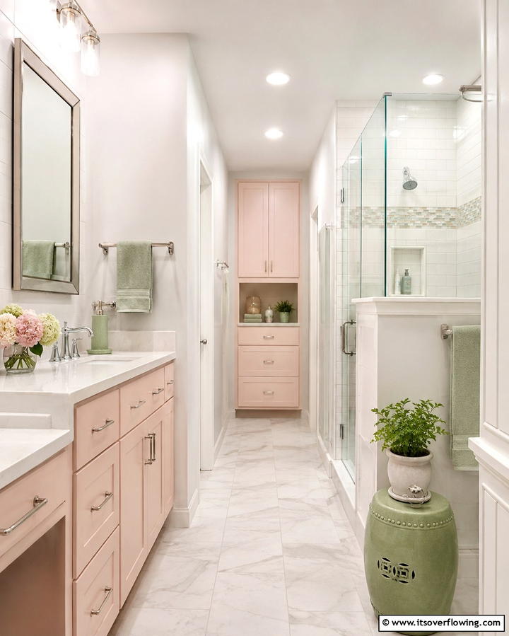 Soft Color Accents - 30 Small Master Bathroom Ideas for Efficient Luxury