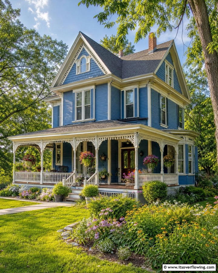 Soft Denim Blue Warmth - 20 Stunning Blue Victorian House Colors for Your Home