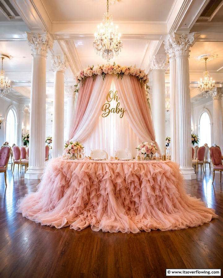 Soft Fabric and Ruffle Design - 30 Baby Shower Centerpiece Ideas for Adorable Themes