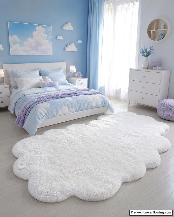 Soft Faux Fur Rugs - 25 Dreamy Cloud-Themed Bedroom Ideas for Relaxation