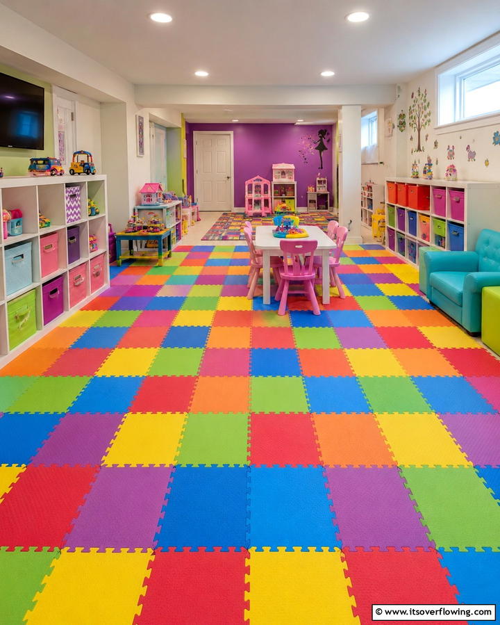 Soft Flooring Options - 25 Fun Basement Playroom Ideas for Kids of All Ages
