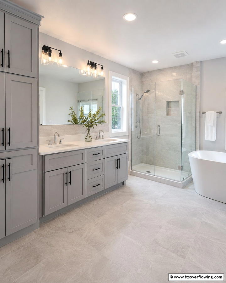 Soft Gray Cabinets - 25 Bathroom Cabinet Color Ideas for a Fresh Look