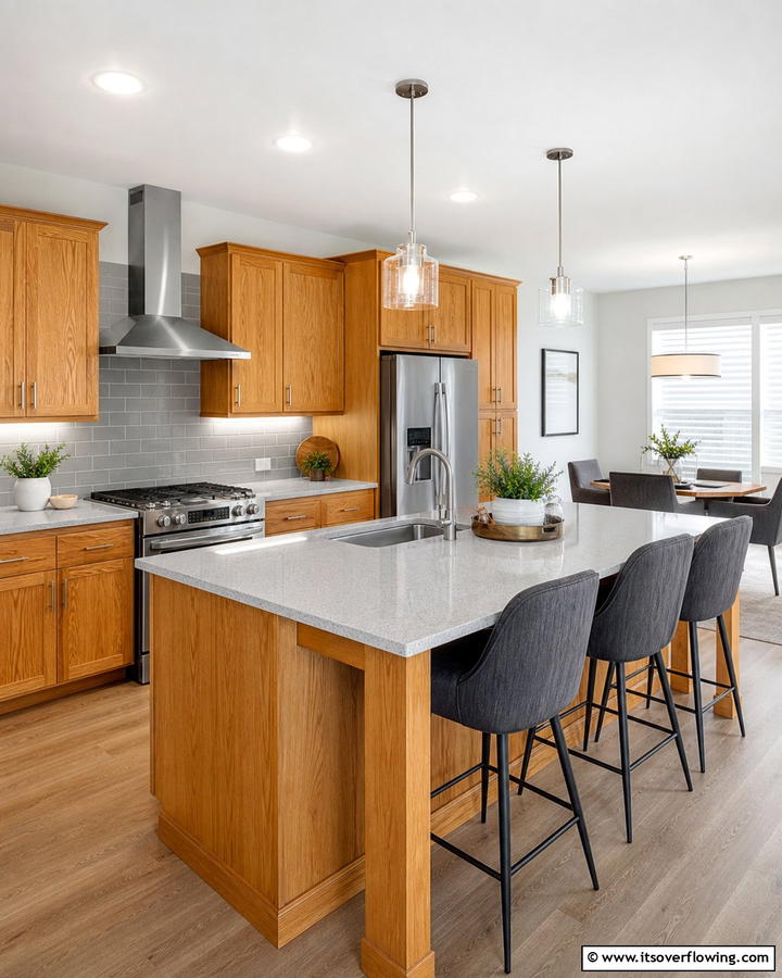 Soft Gray Sophistication - 30 Countertop Colors That Harmonize With Oak Cabinets