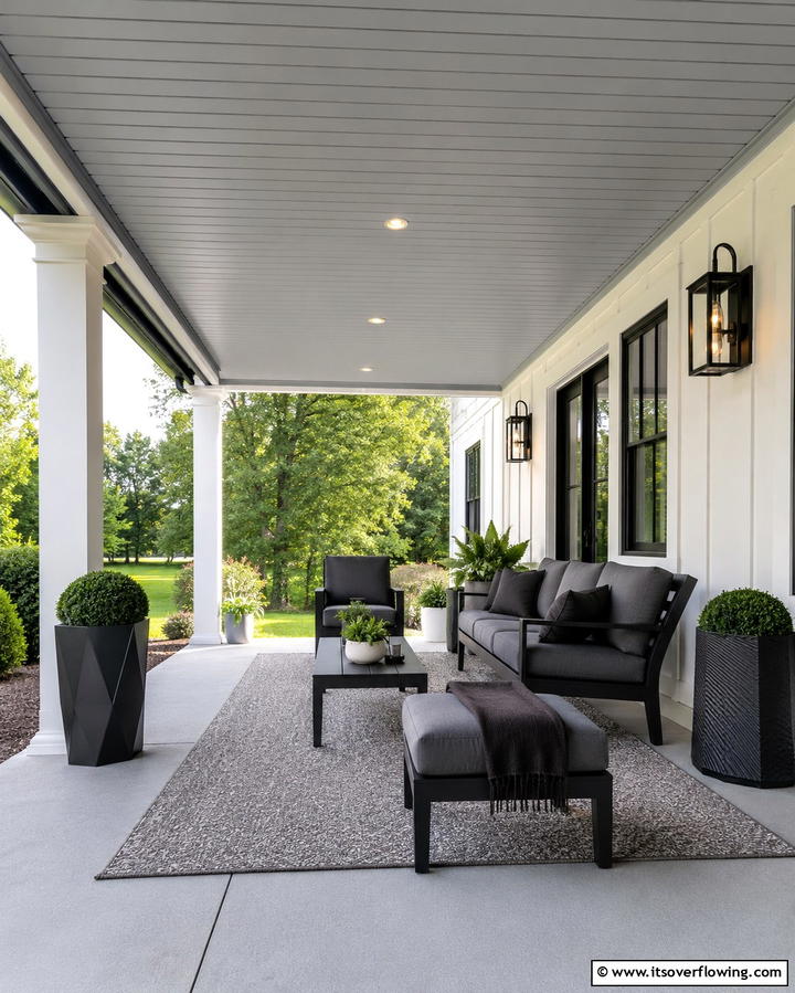 Soft Gray Vinyl for a Contemporary Touch - 20 Vinyl Porch Ceiling Ideas for a Stunning Outdoor Look