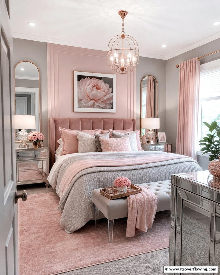Soft Gray and Blush Pink for Subtle Sophistication - 25 Bedroom Painting Ideas With Two Colors for Impact