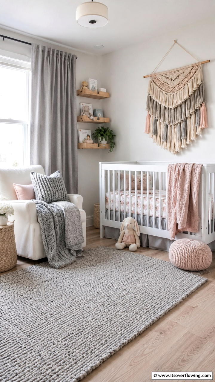 Soft Grey Textile Accents - 30 Grey Nursery Ideas- Calming & Modern Baby Room Designs