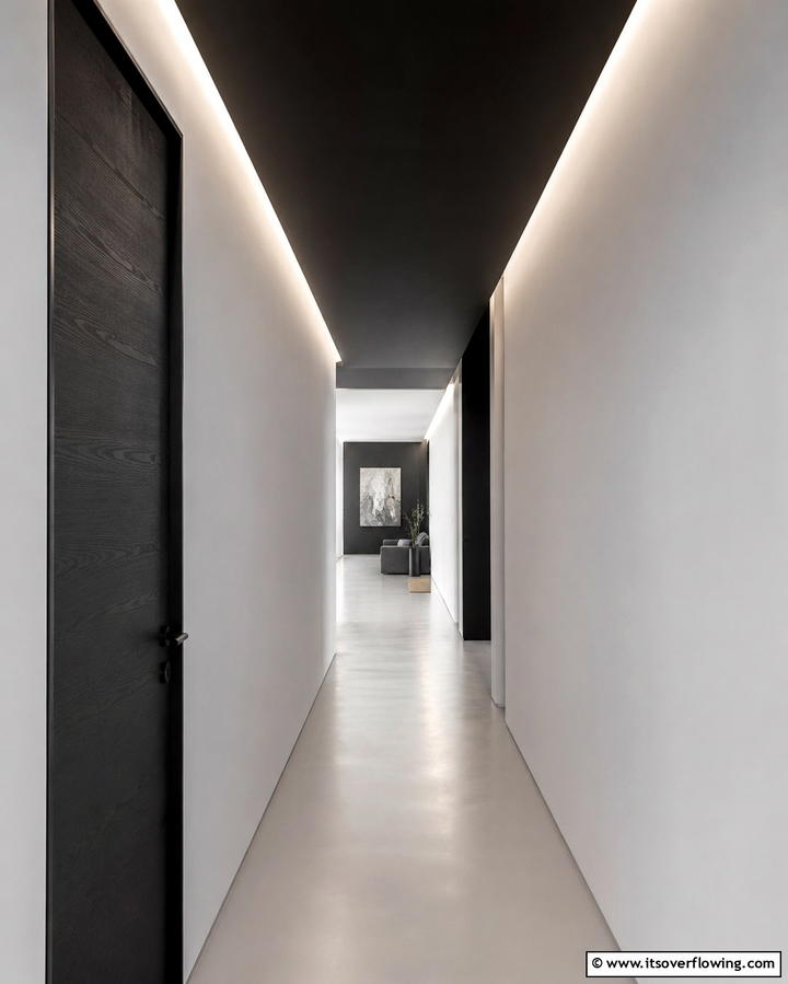 Soft Illumination Effects - 30 Chic Black and White Hallway Ideas for Timeless Elegance