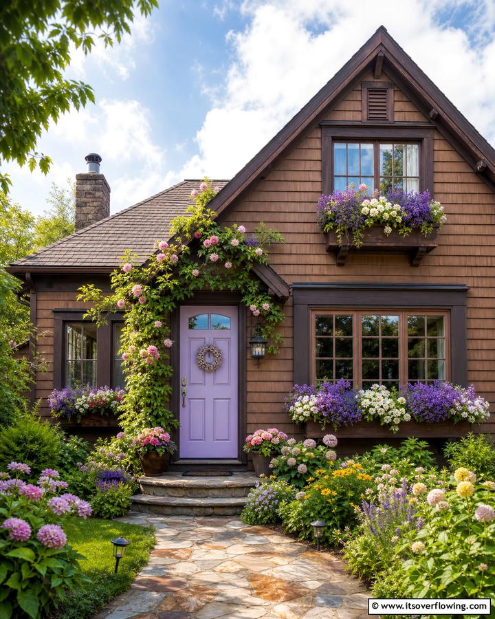 Soft Lavender Front Door - 20 Brown House Front Door Colors for a Warm Welcome