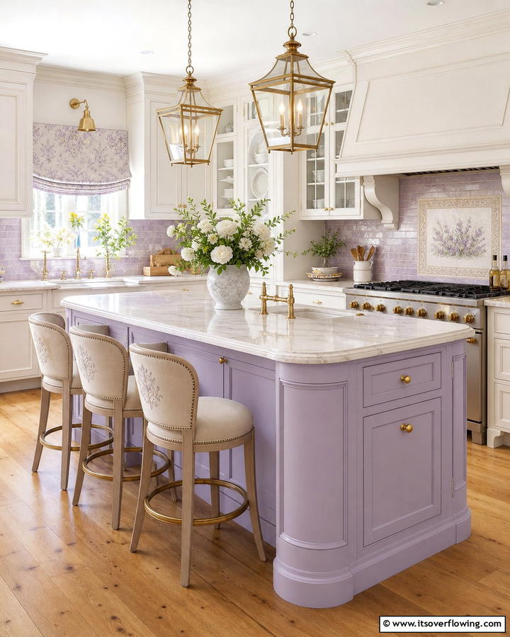 Soft Lavender Island - 25 Kitchen Island Color Ideas to Refresh Your Space