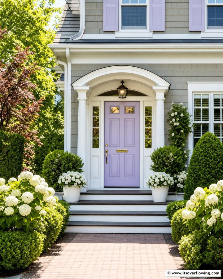Soft Lavender with White Trim - 20 Lavender Front Door Ideas for a Welcoming Entrance