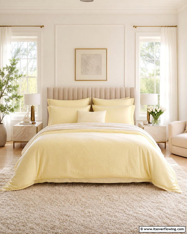 Soft Lemon Bedding - 30 Yellow Bedroom Ideas to Brighten Your Sleep Space