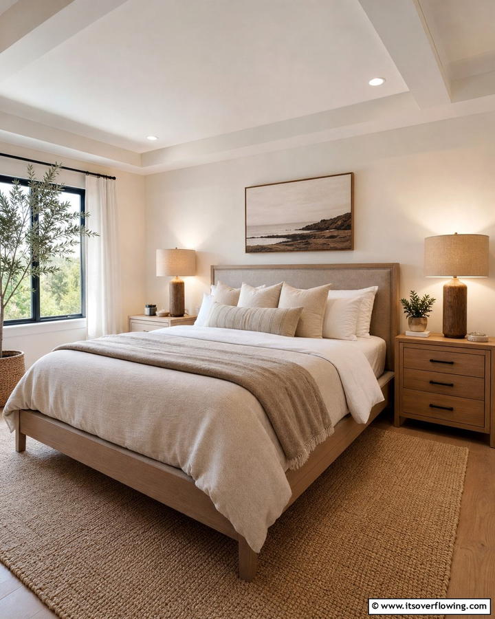 Soft Lighting with Khaki Lampshades - 20 Khaki Bedroom Ideas for a Neutral and Relaxing Space