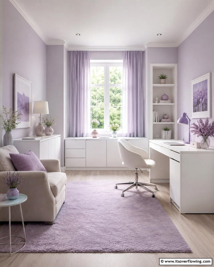 Soft Lilac Harmony - 30 Home Office Paint Colors- Boost Productivity & Style