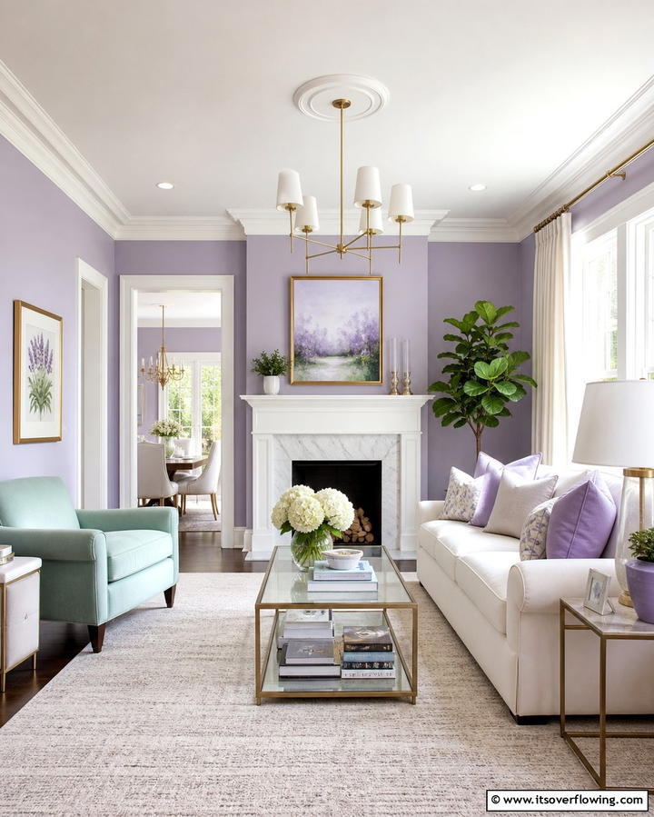 Soft Lilac Walls - 25 Pastel Living Room Ideas for a Soft and Cozy Space