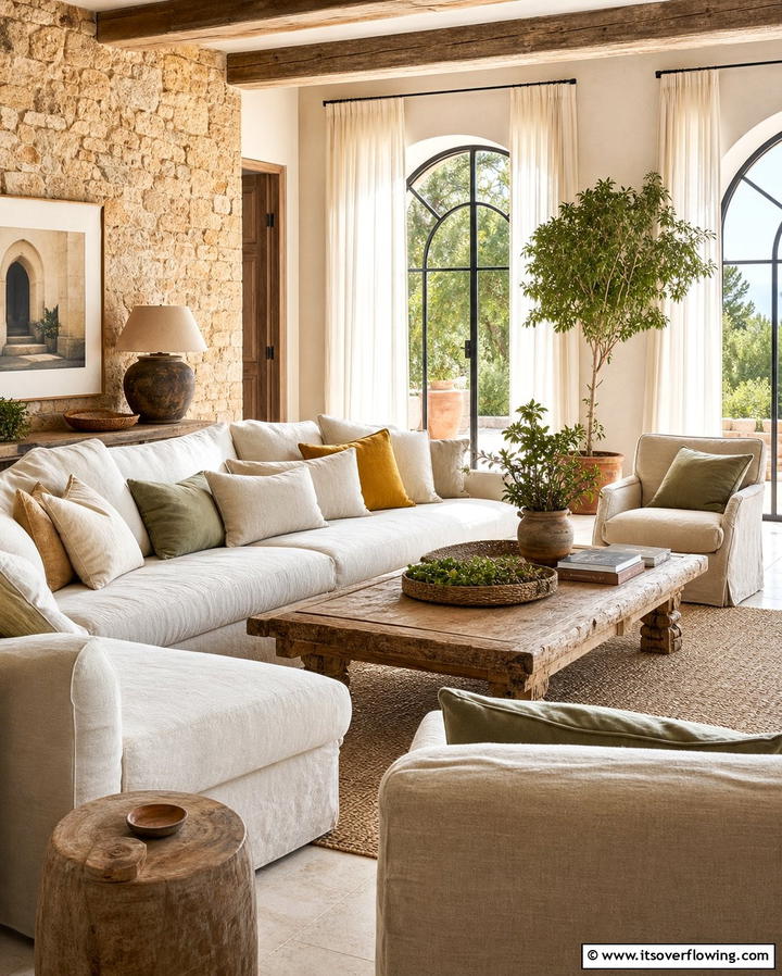 Soft Linen Upholstery - 30 Mediterranean Interior Design Ideas for Warm Homes