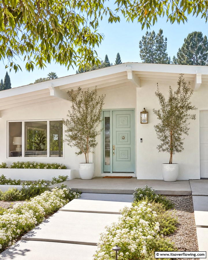 Soft Mint - 30 Retro Mid-Century Front Door Colors to Boost Curb Appeal