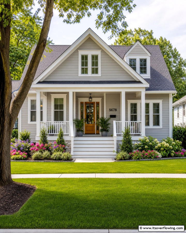 Soft Neutral Gray Accent - 21 Gray Exterior House Paint Ideas for Stunning Curb Appeal