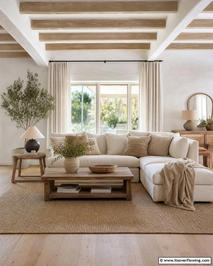 Soft Neutral Tones for a Calming Effect - 20 Primitive Living Room Ideas for a Rustic Look