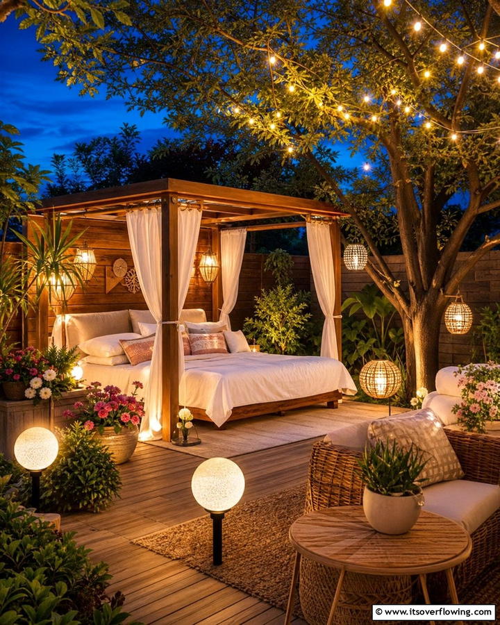 Soft Outdoor Lighting - 20 Outdoor Bedroom Ideas for a Relaxing Retreat