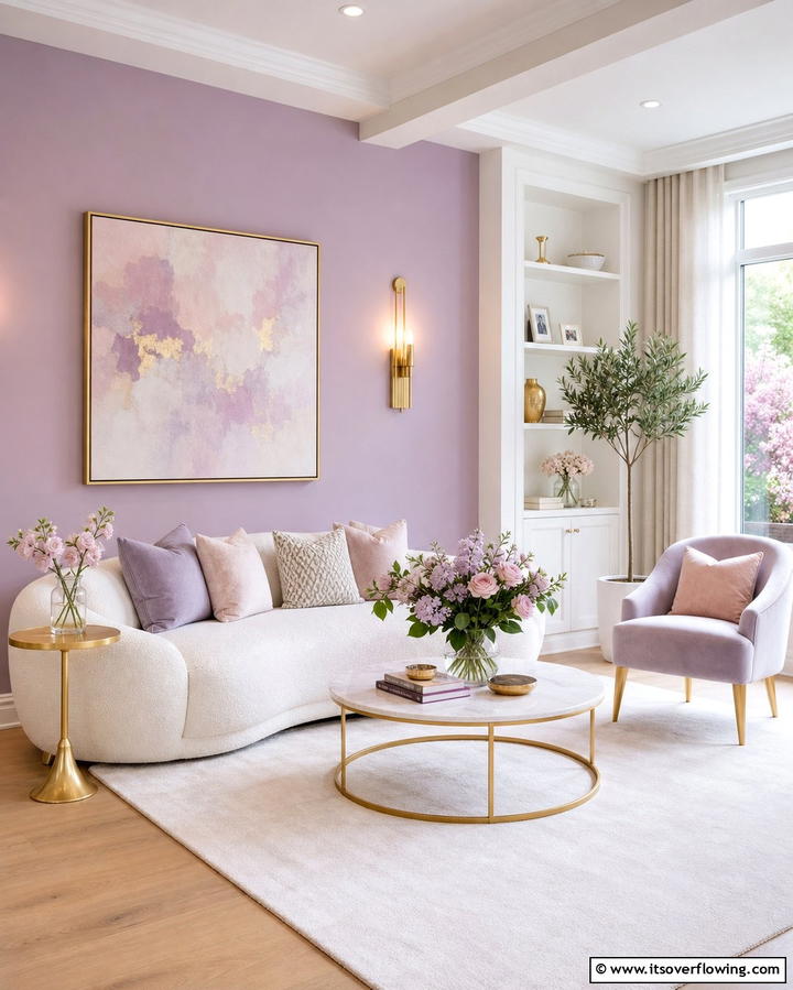 Soft Pastel Accent - 30 Striking Living Room Accent Wall Ideas for Bold Style