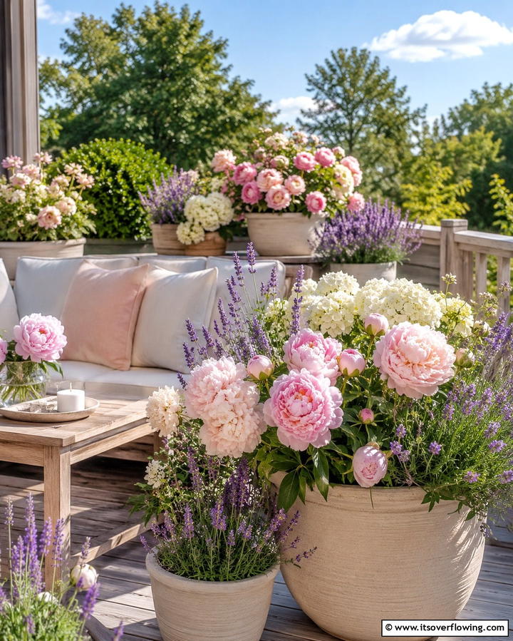 Soft Pastel Blooms - 30 Deck Decorating Ideas with Plants for Lush Outdoor Living