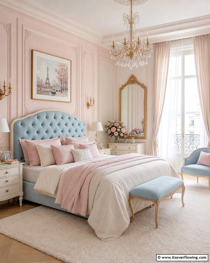 Soft Pastel Color Palettes - 20 Parisian Themed Bedroom Ideas for Elegant Living