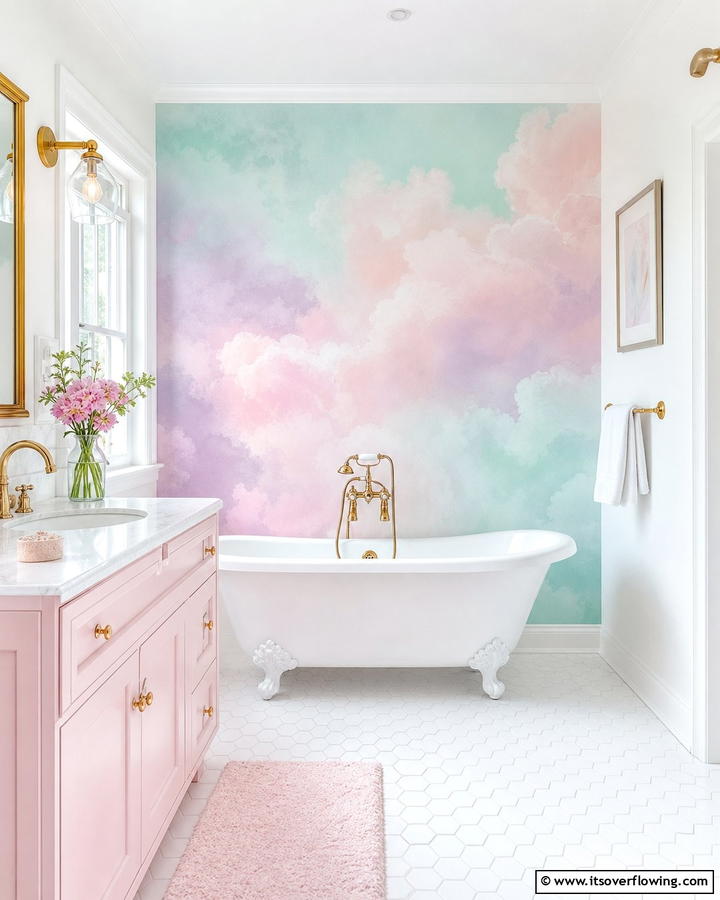 Soft Pastel Dream - 30 Bathroom Mural Ideas for Bold and Artistic Wall Designs