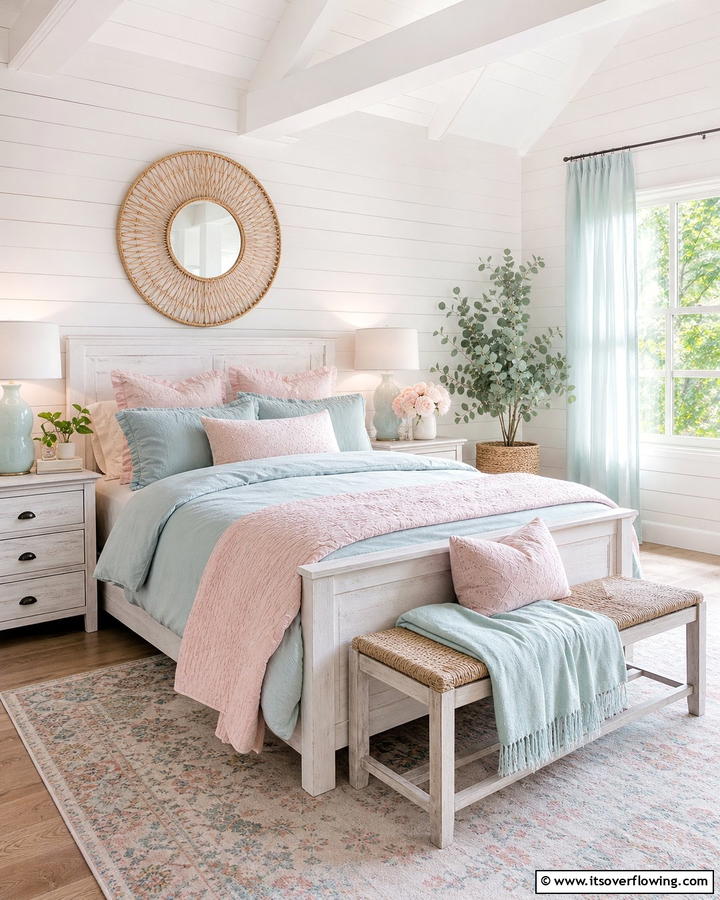 Soft Pastel Farmhouse - 21 Farmhouse Bedroom Ideas for Rustic Comfort