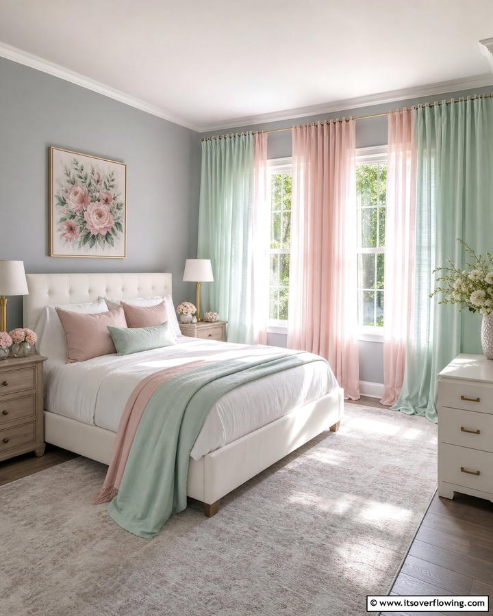 Soft Pastel Hues - 30 Curtain Color Ideas Perfectly Paired With Gray Walls