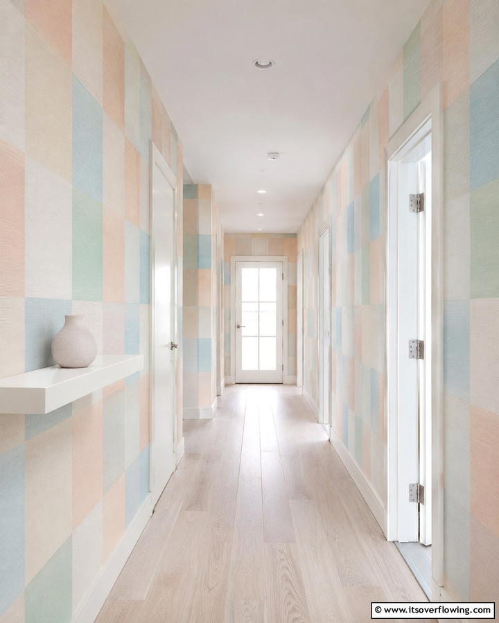 Soft Pastel Hues for a Serene Hallway - 30 Hallway Wallpaper Ideas for a Striking Entryway