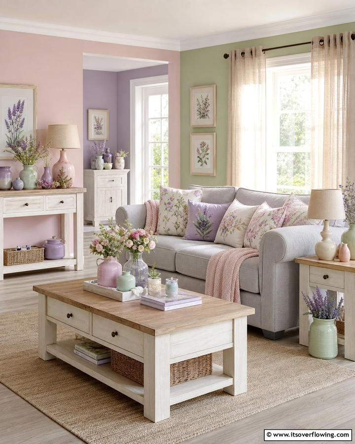 Soft Pastel Palette - 21 Country Living Room Ideas with Rustic Elegance