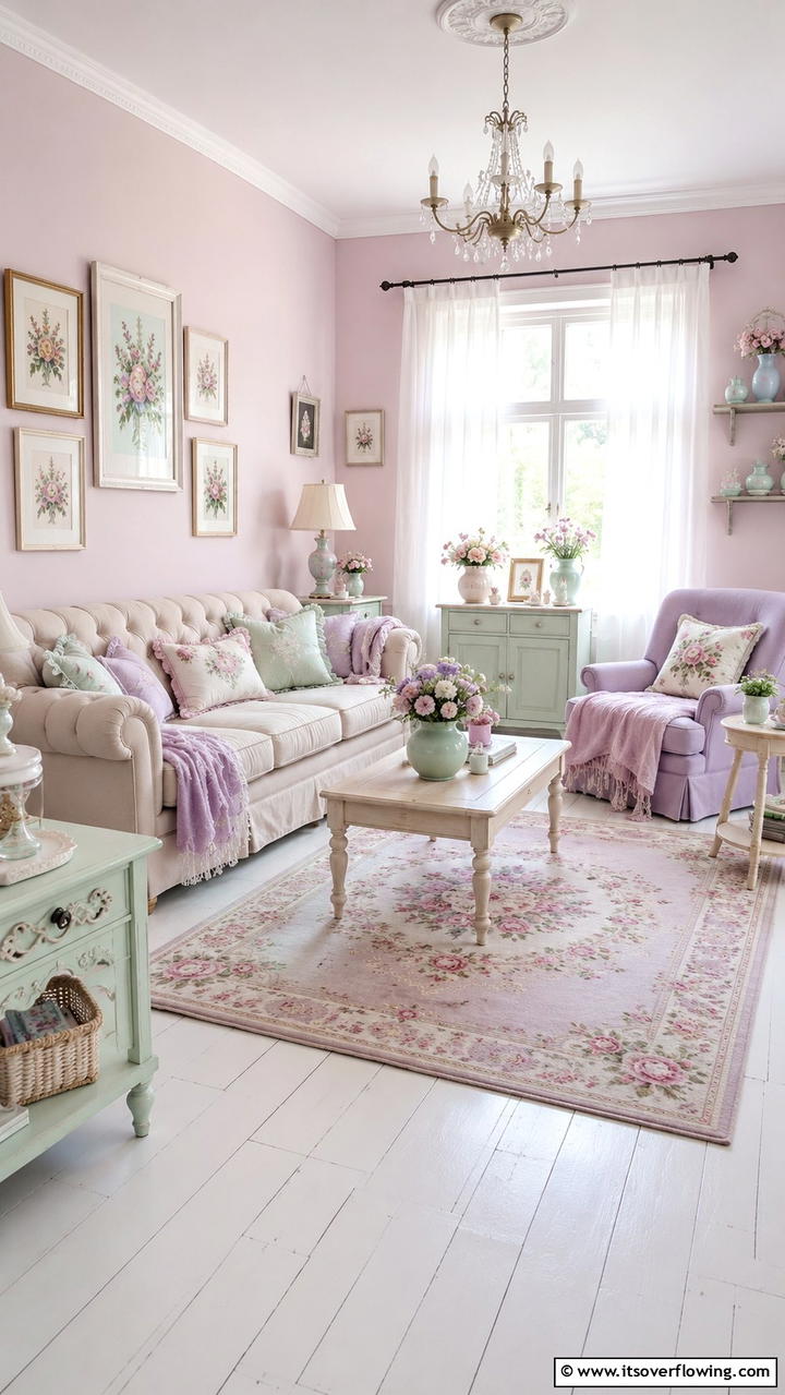 Soft Pastel Palette - 30 Cottage Living Room Ideas for Cozy Home Spaces