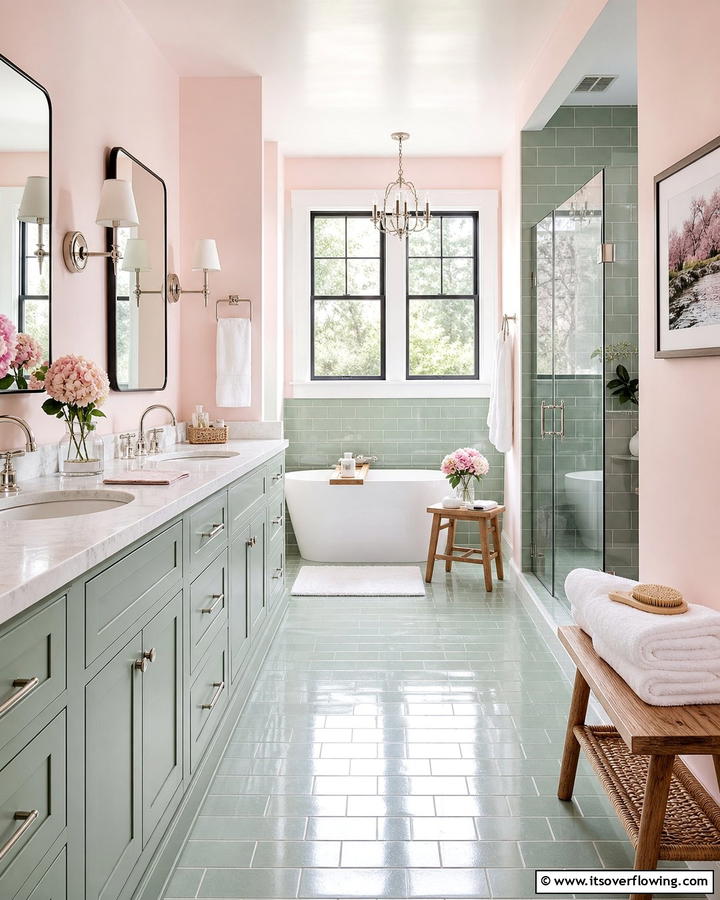 Soft Pastel Palette - 20 Vibrant Pink and Green Bathroom Design Ideas