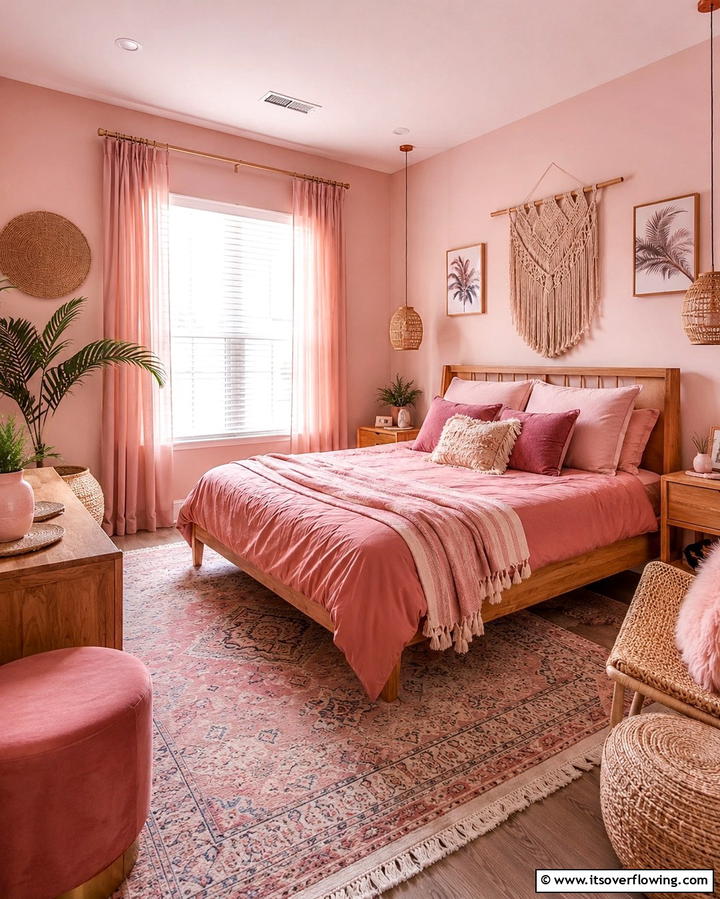 Soft Pastel Pink Palette - 30 Pink Boho Bedroom Ideas for a Chic and Cozy Retreat