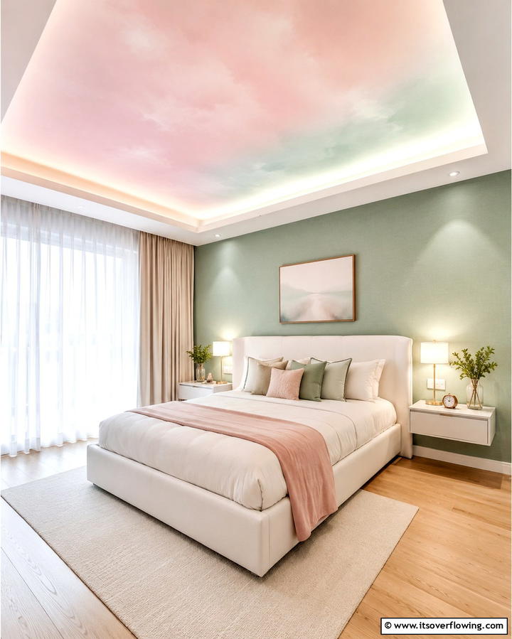 Soft Pastel Pop Ceiling - 30 Pop Ceiling Design Ideas for Modern Home Interiors