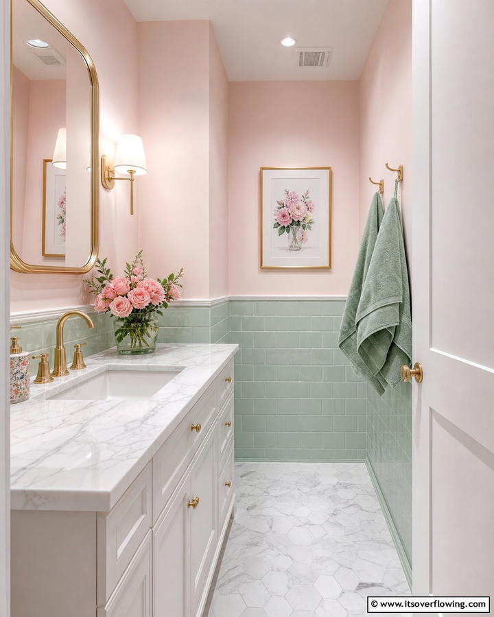 Soft Pastel Powder Room - 21 Powder Room Designs for Stylish Small Bathroom Spaces