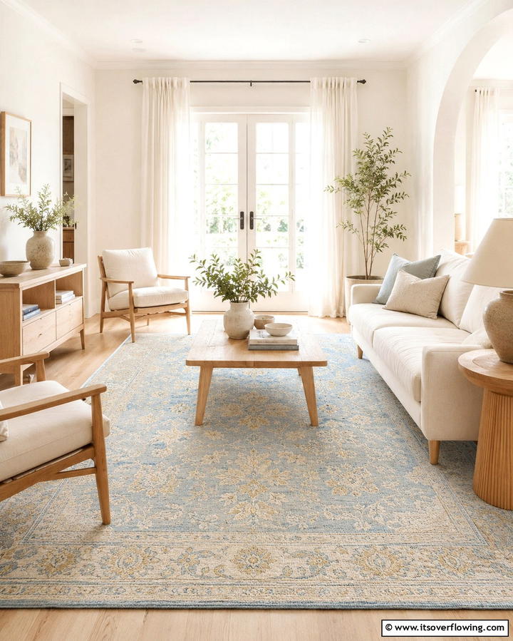 Soft Pastel Rugs - 30 Living Room Rug Ideas to Define Your Space Stylishly