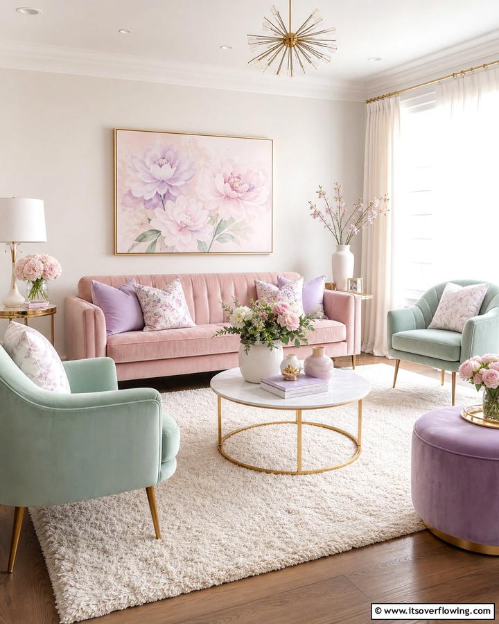 Soft Pastel Serenity - 21 Aesthetic Living Room Ideas for a Stylish & Cozy Retreat