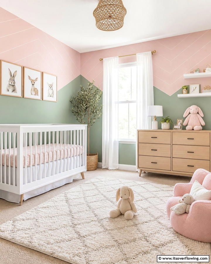 Soft Pastel Walls - 20 Pink and Green Nursery Ideas for a Sweet Retreat