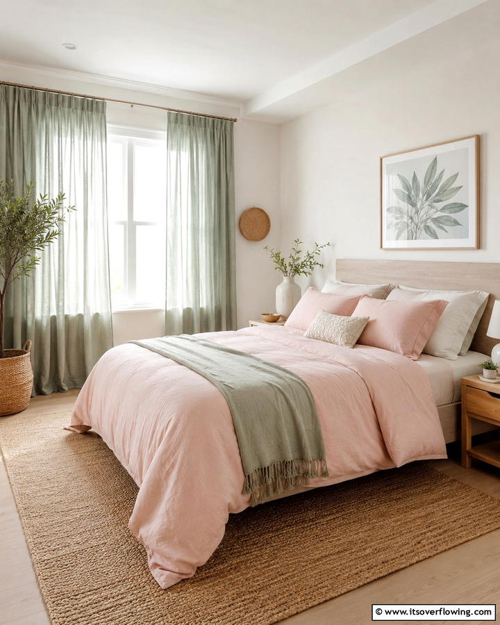 Soft Pastels for a Serene Vibe - 25 Pink and Green Bedroom Ideas for a Fresh Look