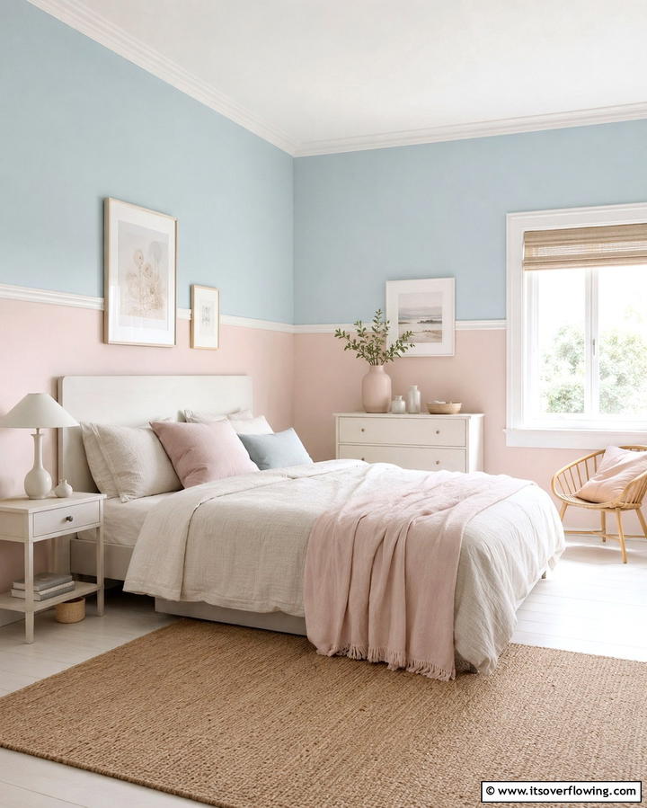 Soft Pastels for a Subtle Touch - 30 Two-Tone Wall Paint Ideas to Elevate Your Interior Design