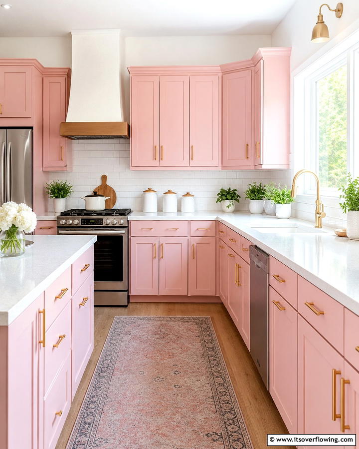 Soft Pink Cabinets for a Subtle Touch - 30 Pink Kitchen Ideas to Refresh Your Cooking Space