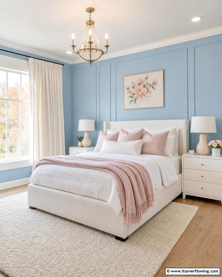 Soft Powder Blue Calm - 20 Blue Accent Wall Ideas- Bold & Beautiful Designs